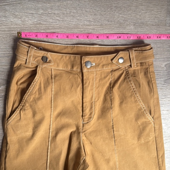 Anthropologie Maeve Linen Cotton Contrast Stitch High-Rise Wide-Leg Pants 2 - Picture 8 of 14